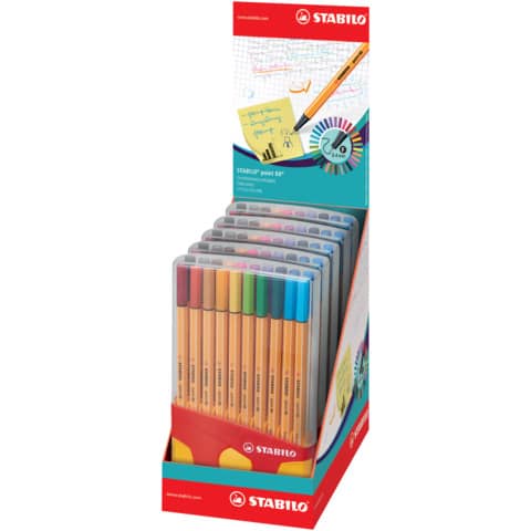 Fineliner Stabilo Point 88® 0,4 mm conf. 20 colori assortiti 8820-03 -14